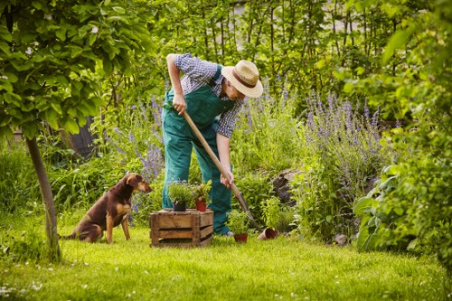 Gardening team preparing a quote at a Brompton property